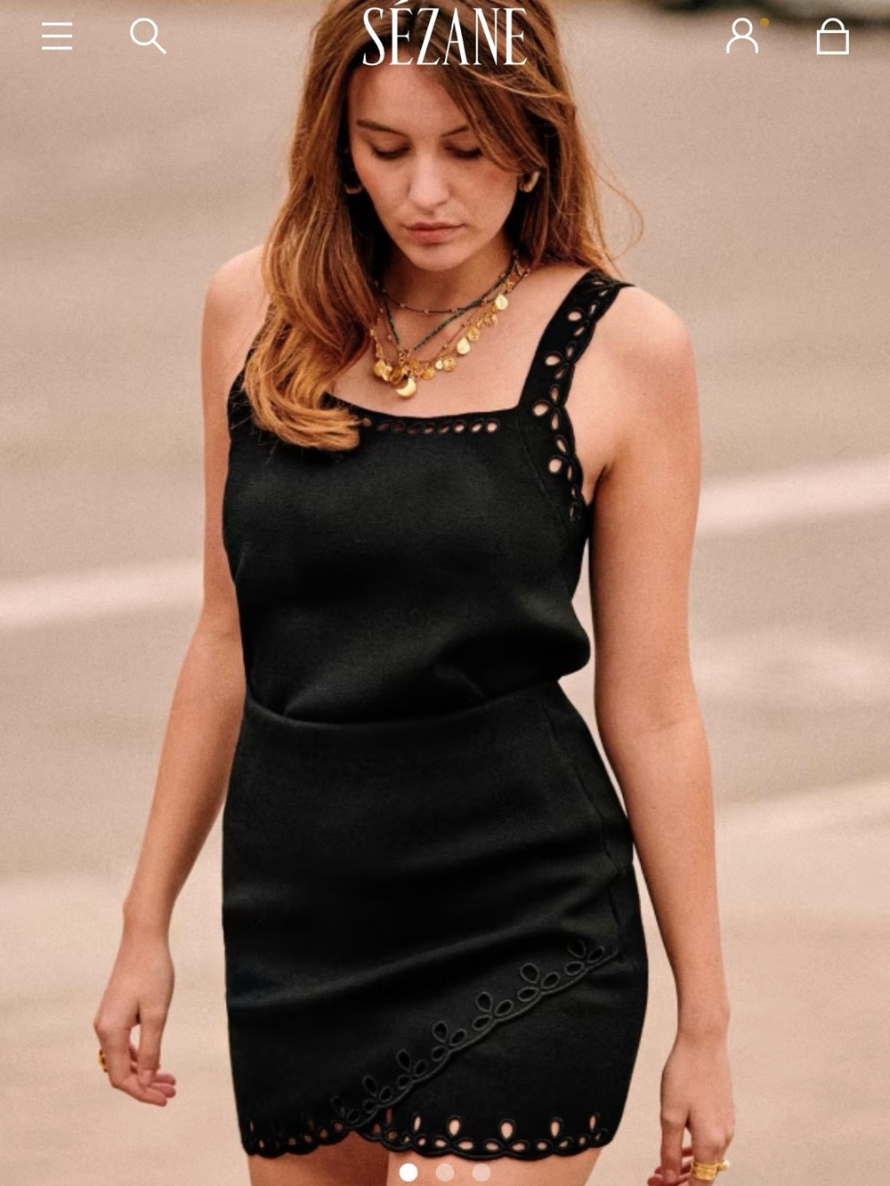 Sezane Women’s Black Eyelet Hem Mini Skirt
